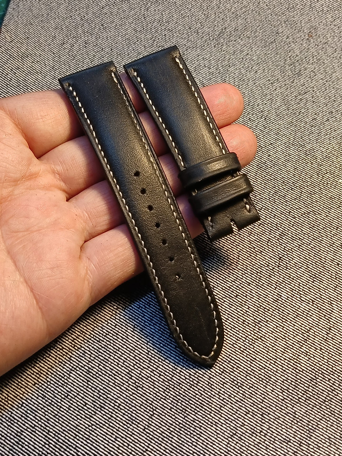 Black Leather Watch Strap 22mm