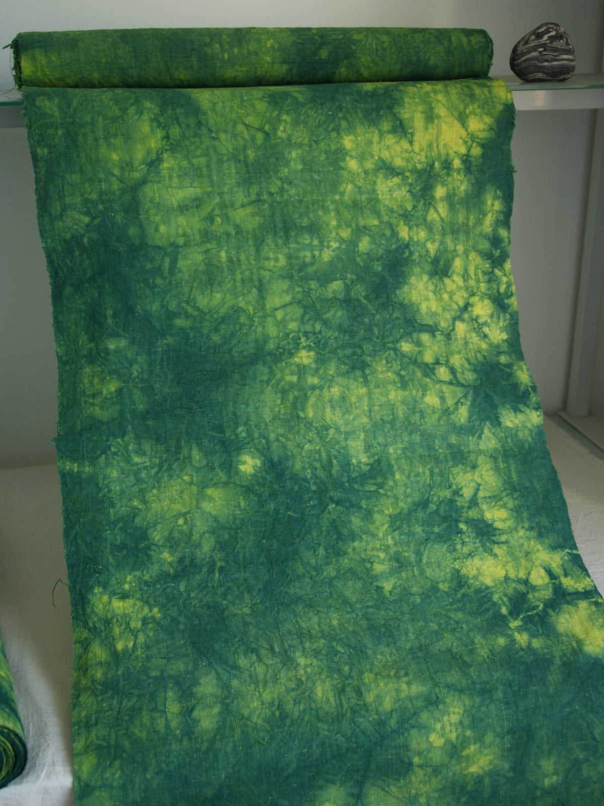 Tessuto di Cotone Tessuto a Mano Giallo Verde