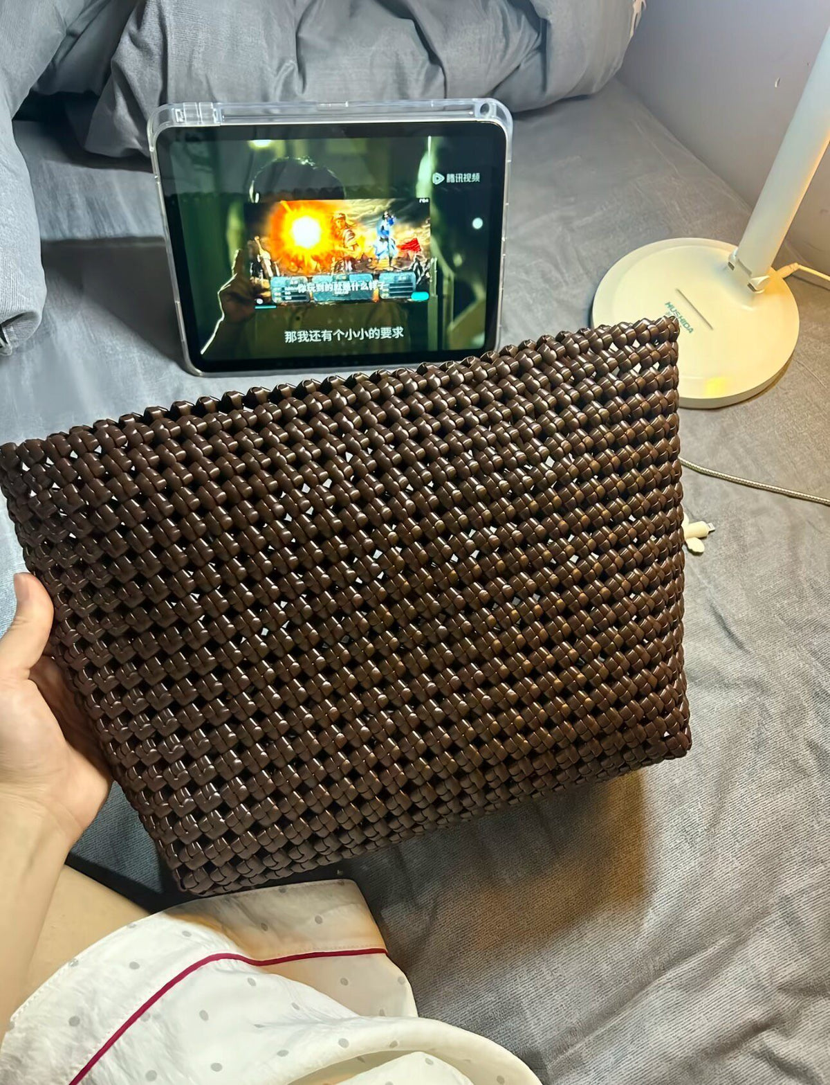 Handwoven Rattan Tote Bag Dark Brown