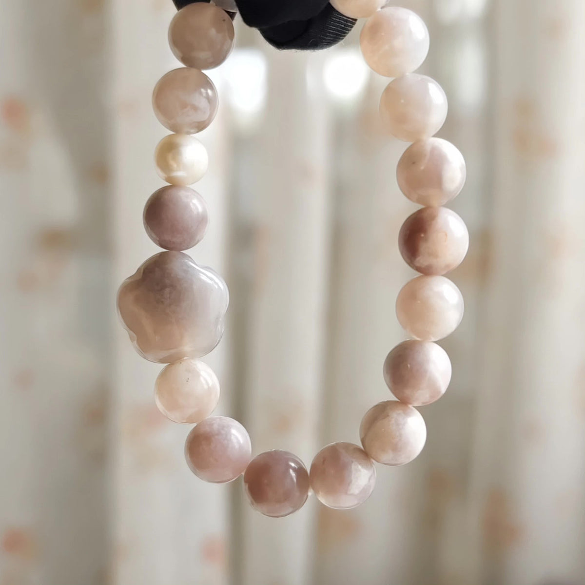 Cherry Blossom Agate Pearl Beaded Bracelet
