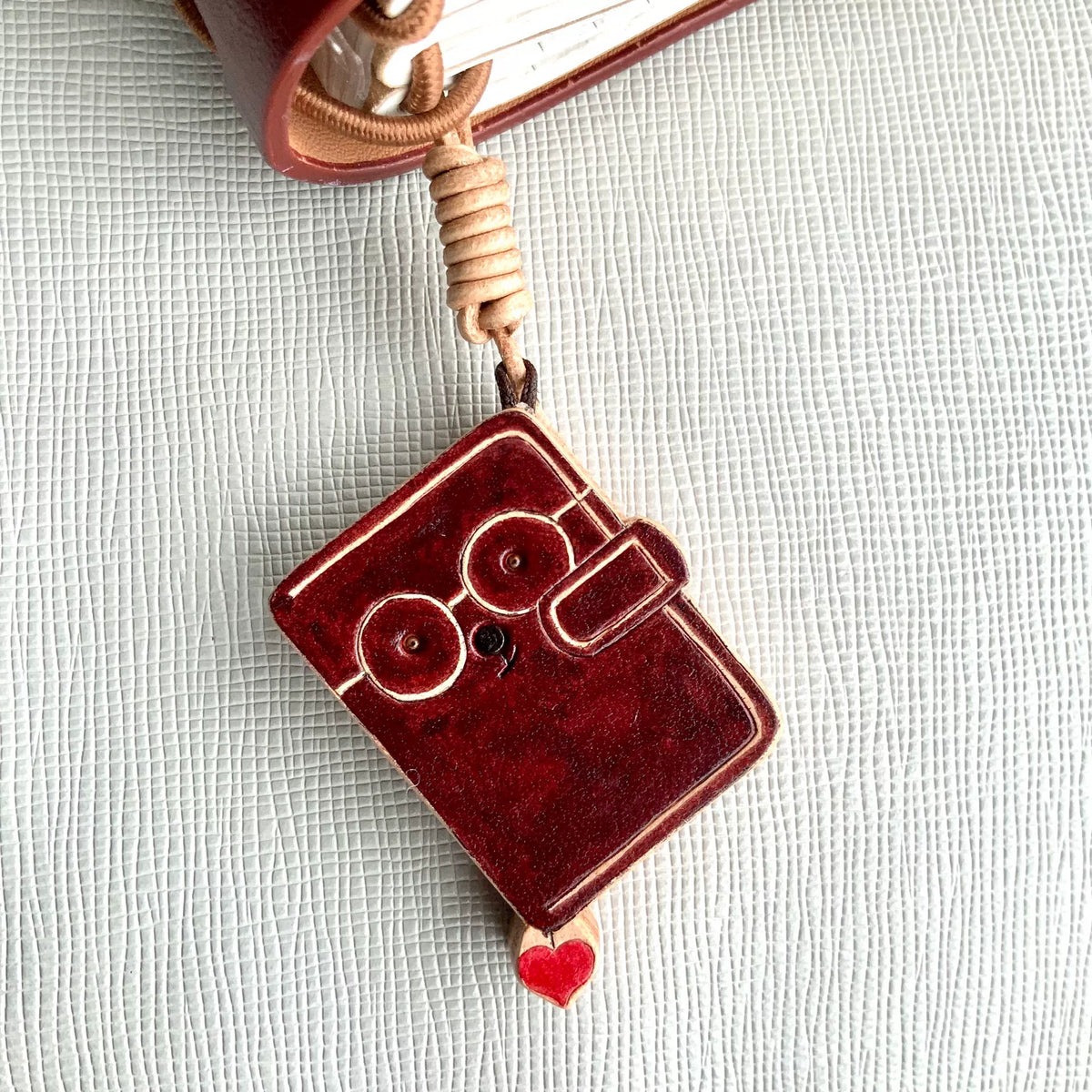Handmade Leather Panda and Notebook Charm Set