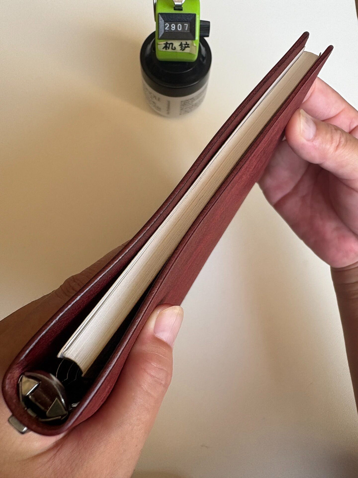 Handmade A5 Leather Ring Binder Wine Red