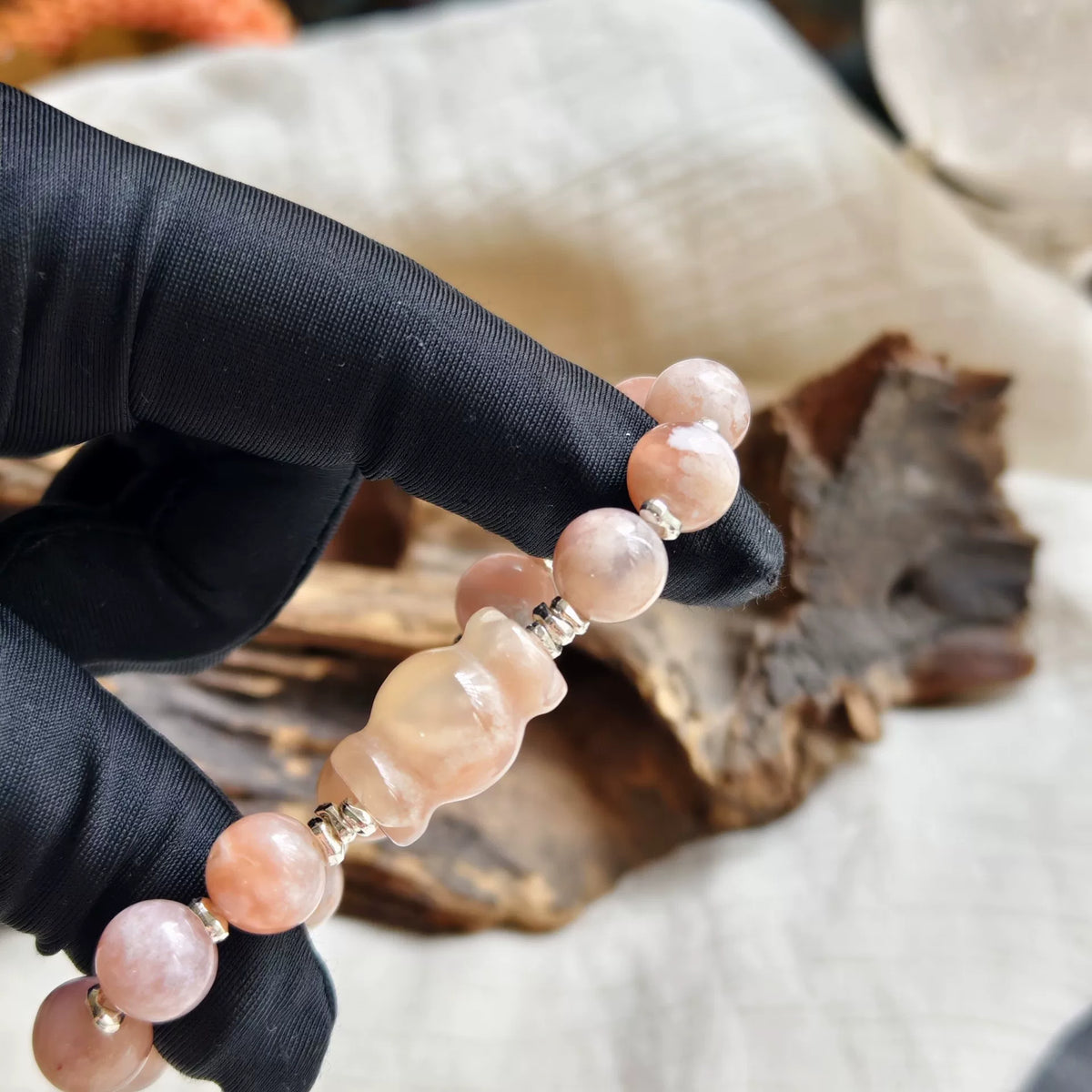 Pink Sakura Agate Beaded Bracelet