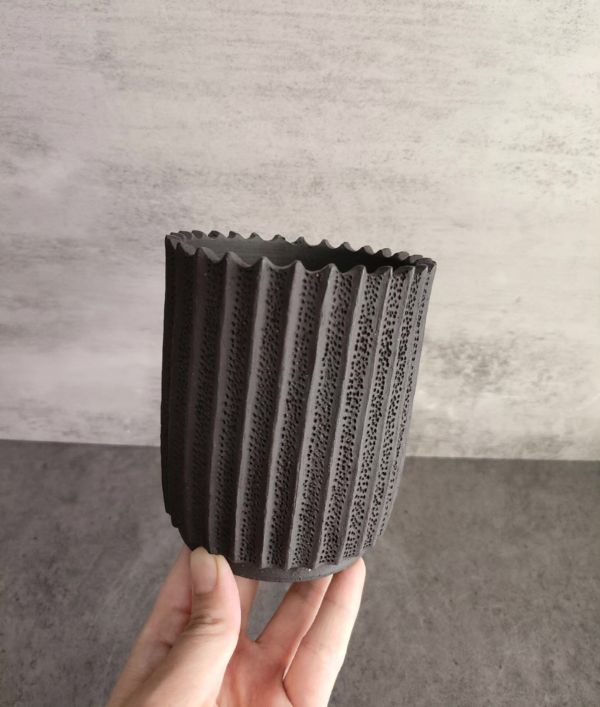 Fluted Black Pen Holder