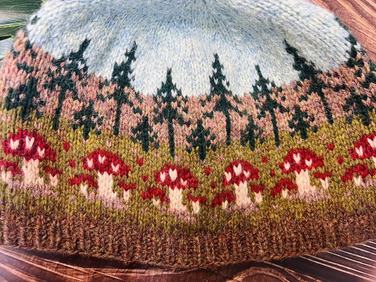 Handknit Shetland Wool Mushroom Beanie