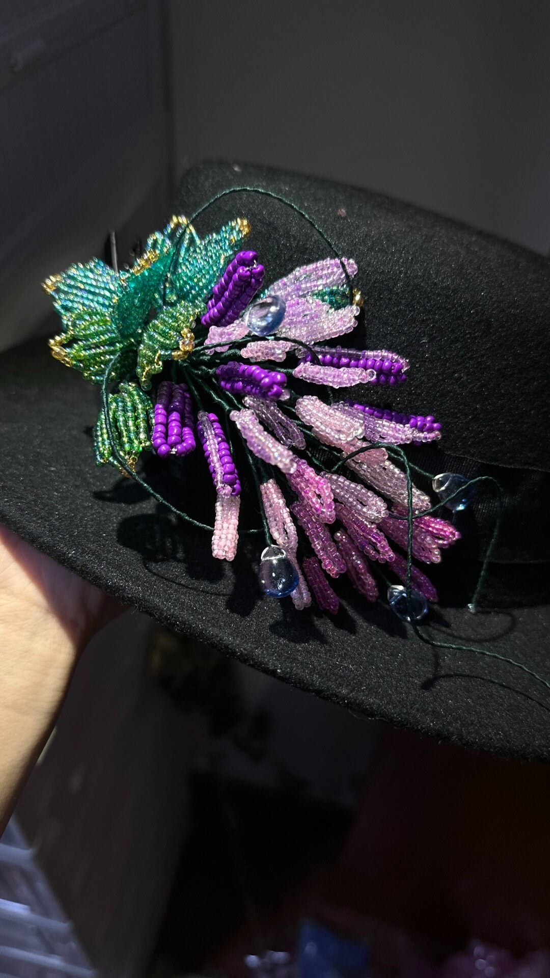 Beaded Wisteria Floral Hairpin Brooch Accessory
