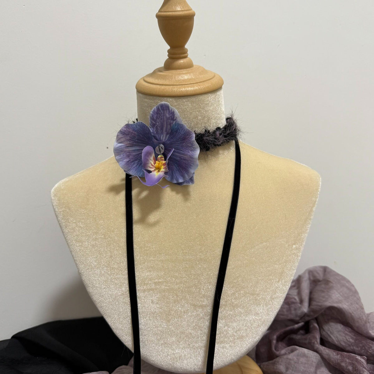 Handmade Orchid Choker Necklace Purple