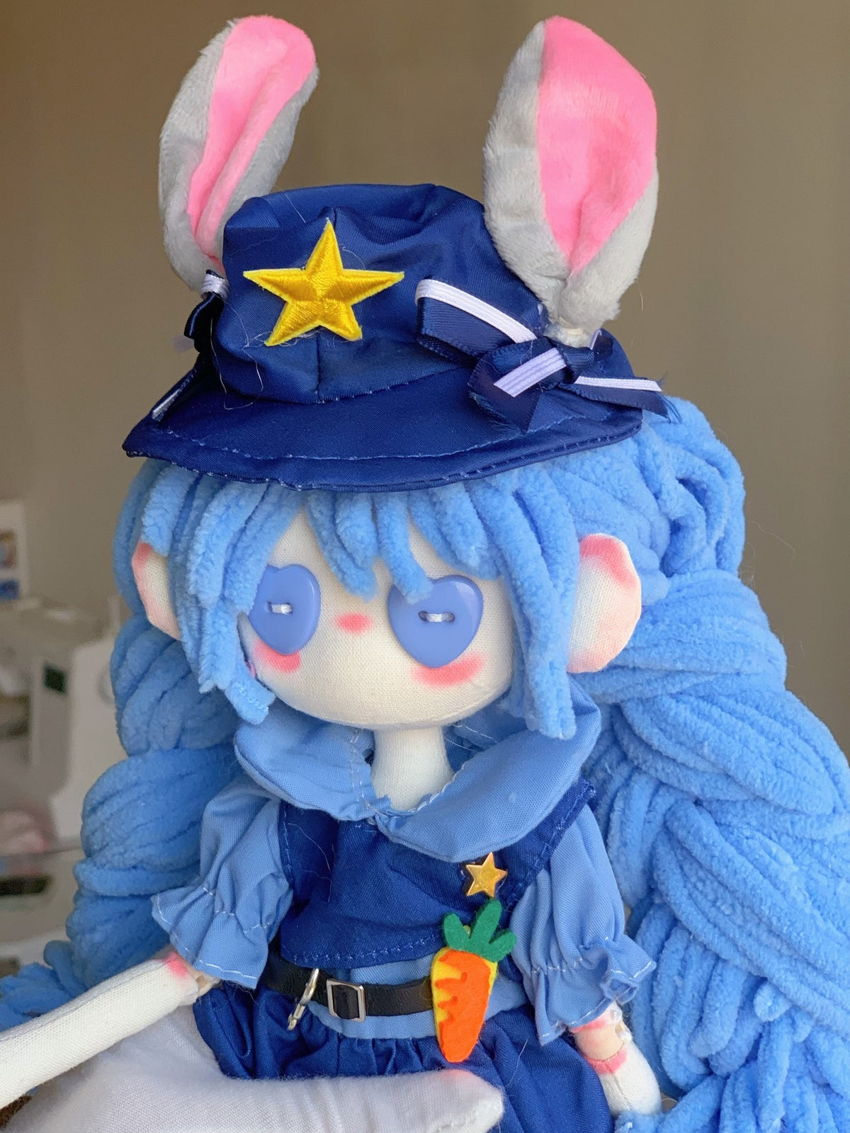 Poupée sorcière bleue 32 cm faite main