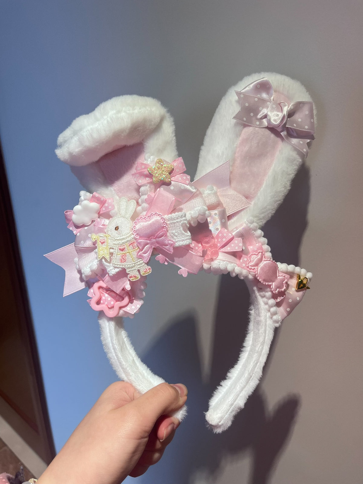 Lolita Bunny Ear Headband Polka Dot Bow