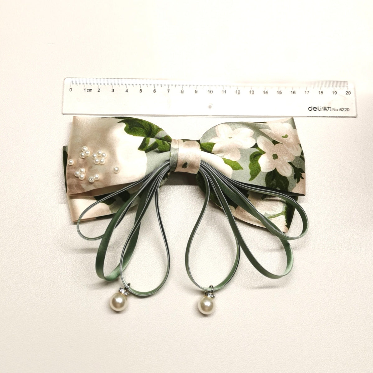 Pure Silk Bow Clip with Pearl Accents