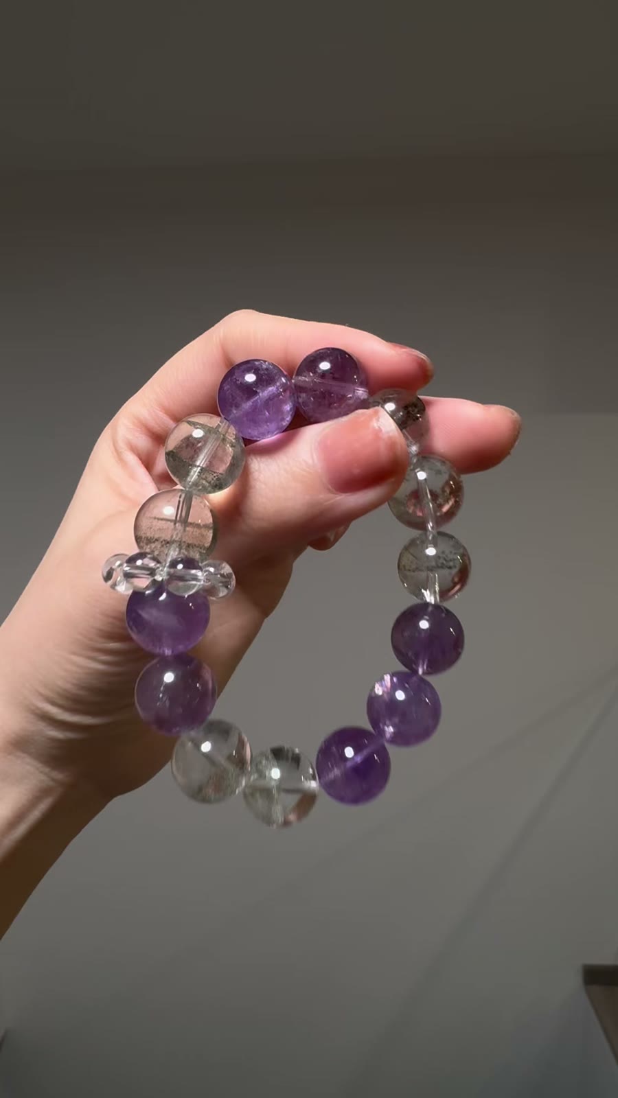 Green Phantom Quartz Amethyst Beaded Bracelet