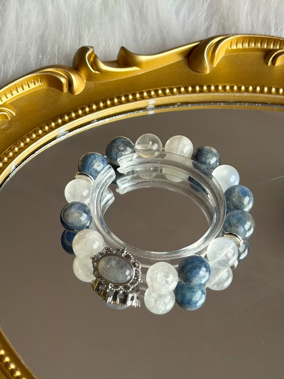 Kyanite and Moonstone Crystal Bracelet Set