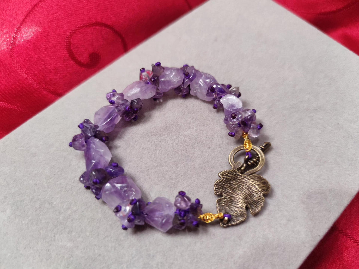 Natural Amethyst Raw Stone Grapevine Bracelet
