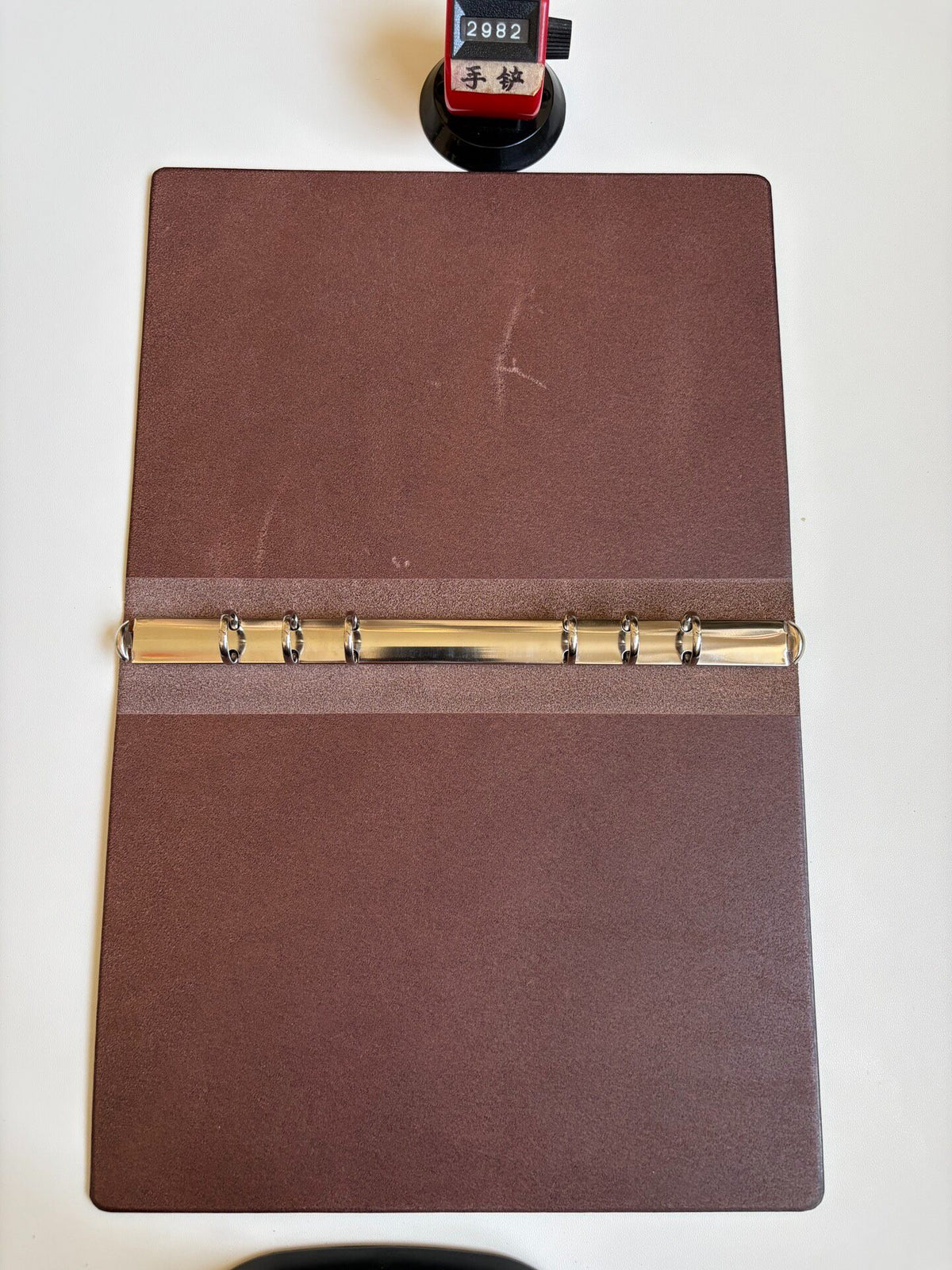 A5 Leather Binder Six Ring Dark Brown