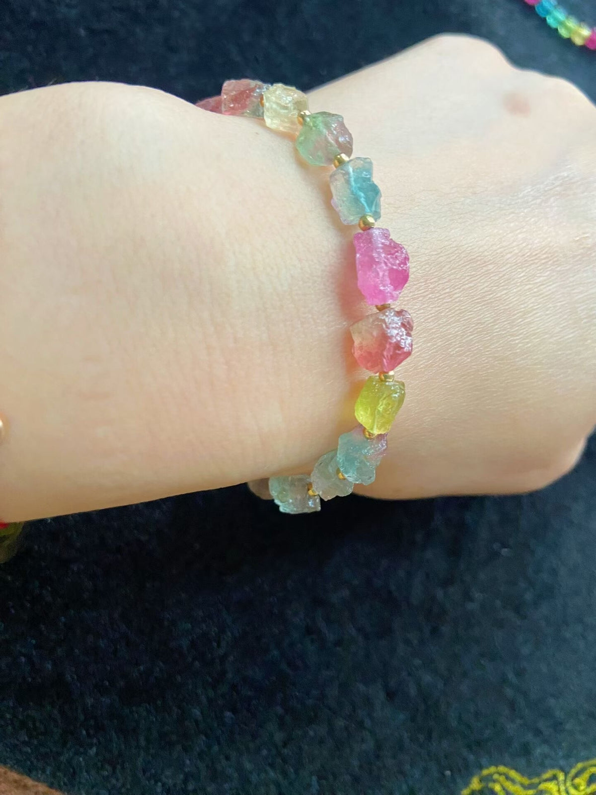 Bracciale Arcobaleno in Tormalina Anguria Grezza
