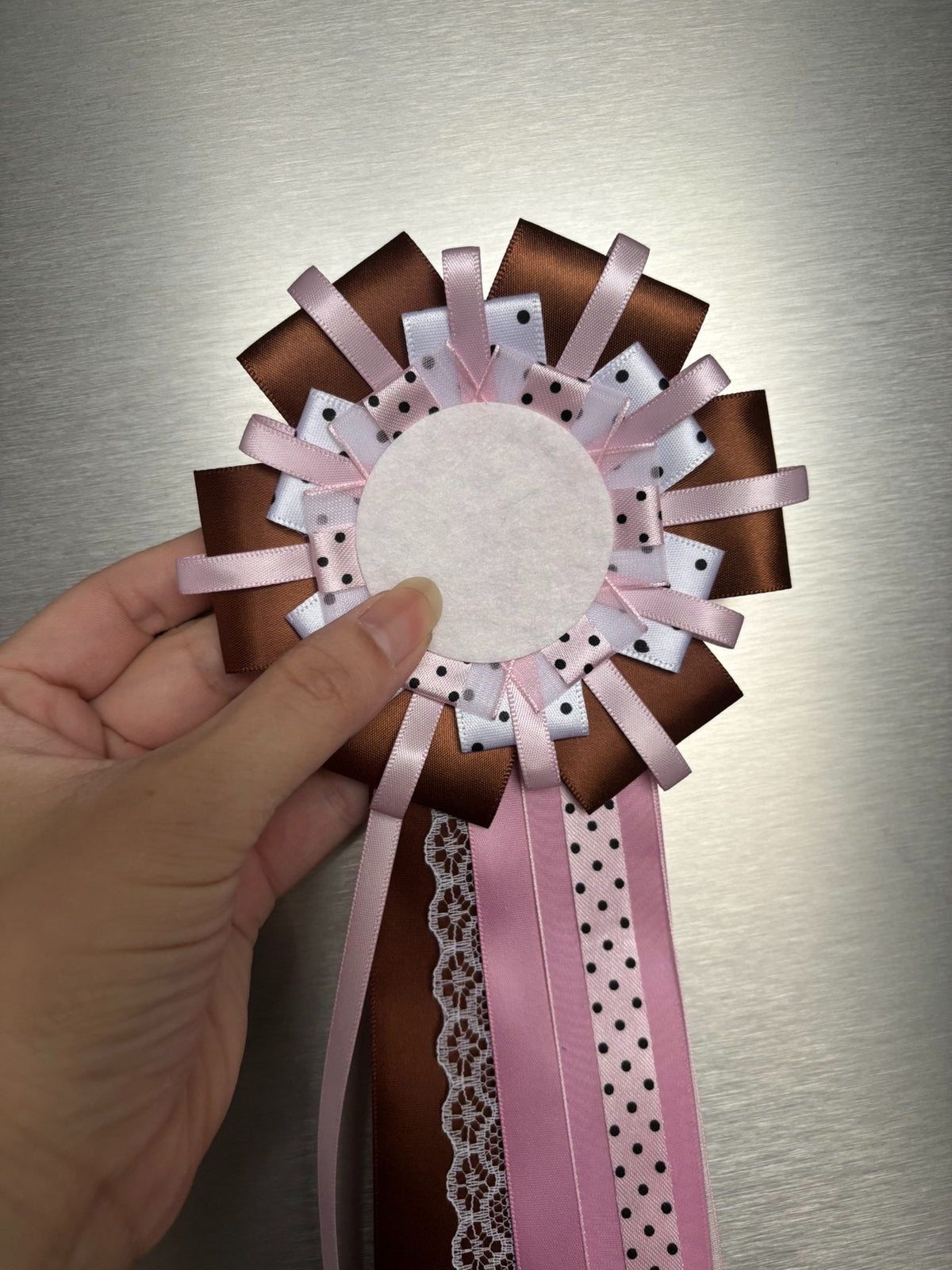 Handcrafted Layered Ribbon Rosette Badge Backing