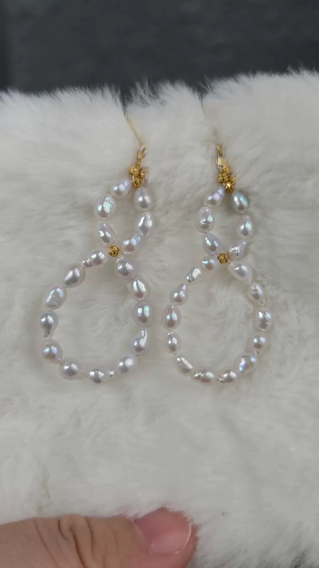 Baroque Freshwater Pearl Infinity Earrings 925 Silver