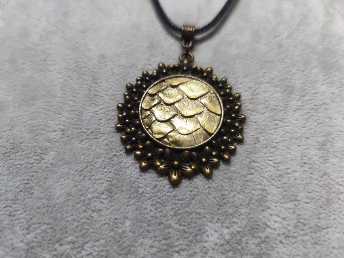 Antique Bronze Snake Skin Pendant