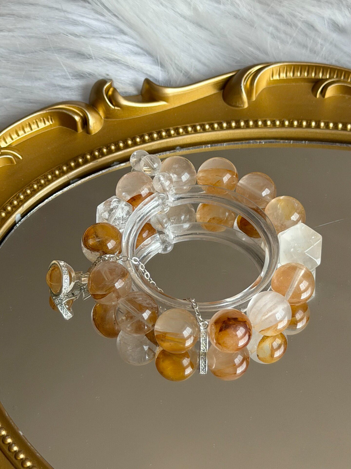 Yellow Phantom Quartz Crystal Bracelet 14mm