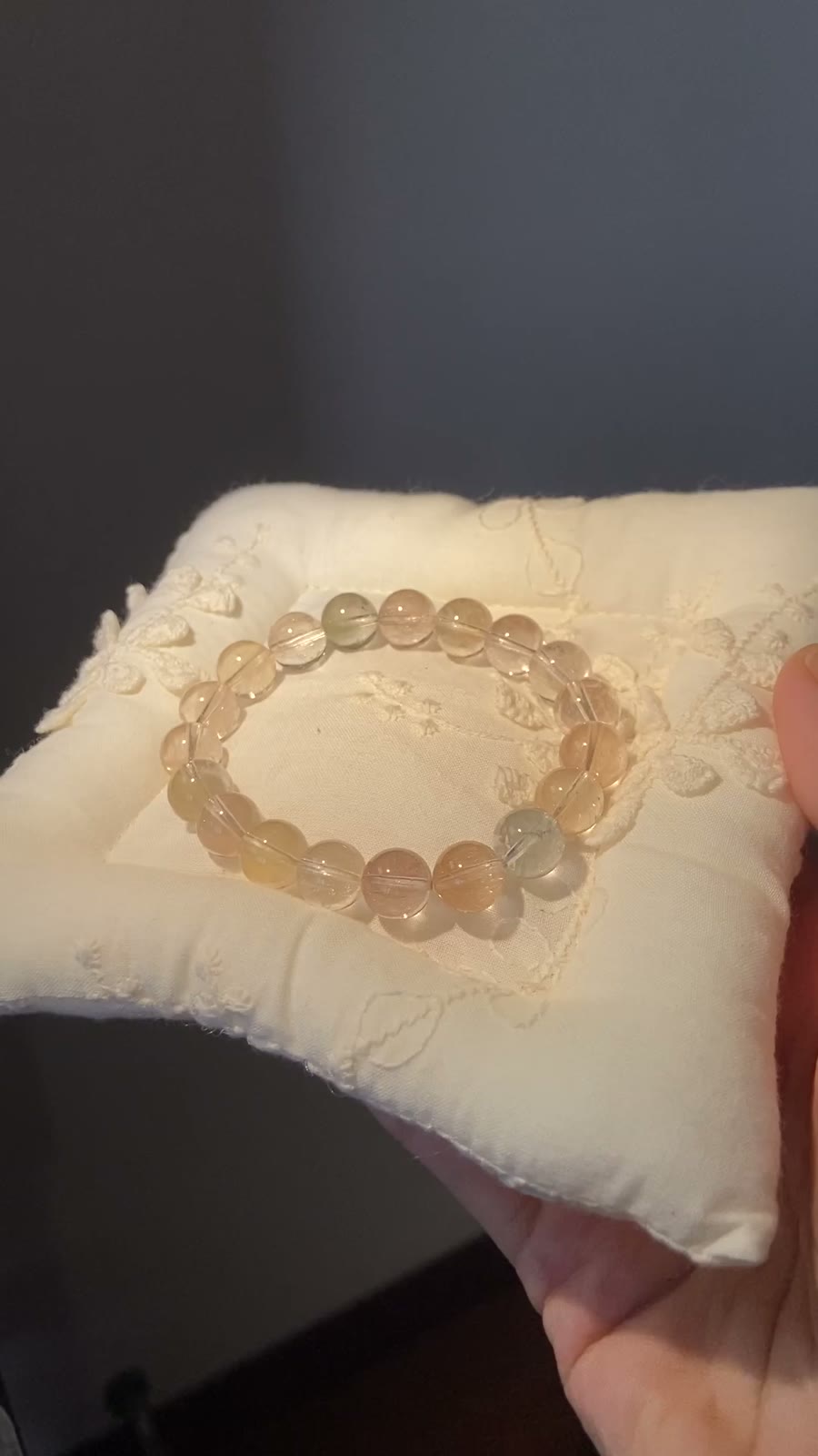9mm Rabbit Hair Crystal Bead Bracelet