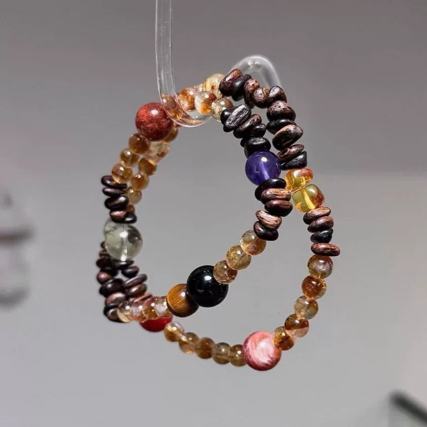 Geel Tower Kristal Sandelhout Wrap Armband