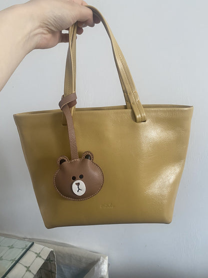 Genuine Leather Bear-Shaped Keychain Key Holder