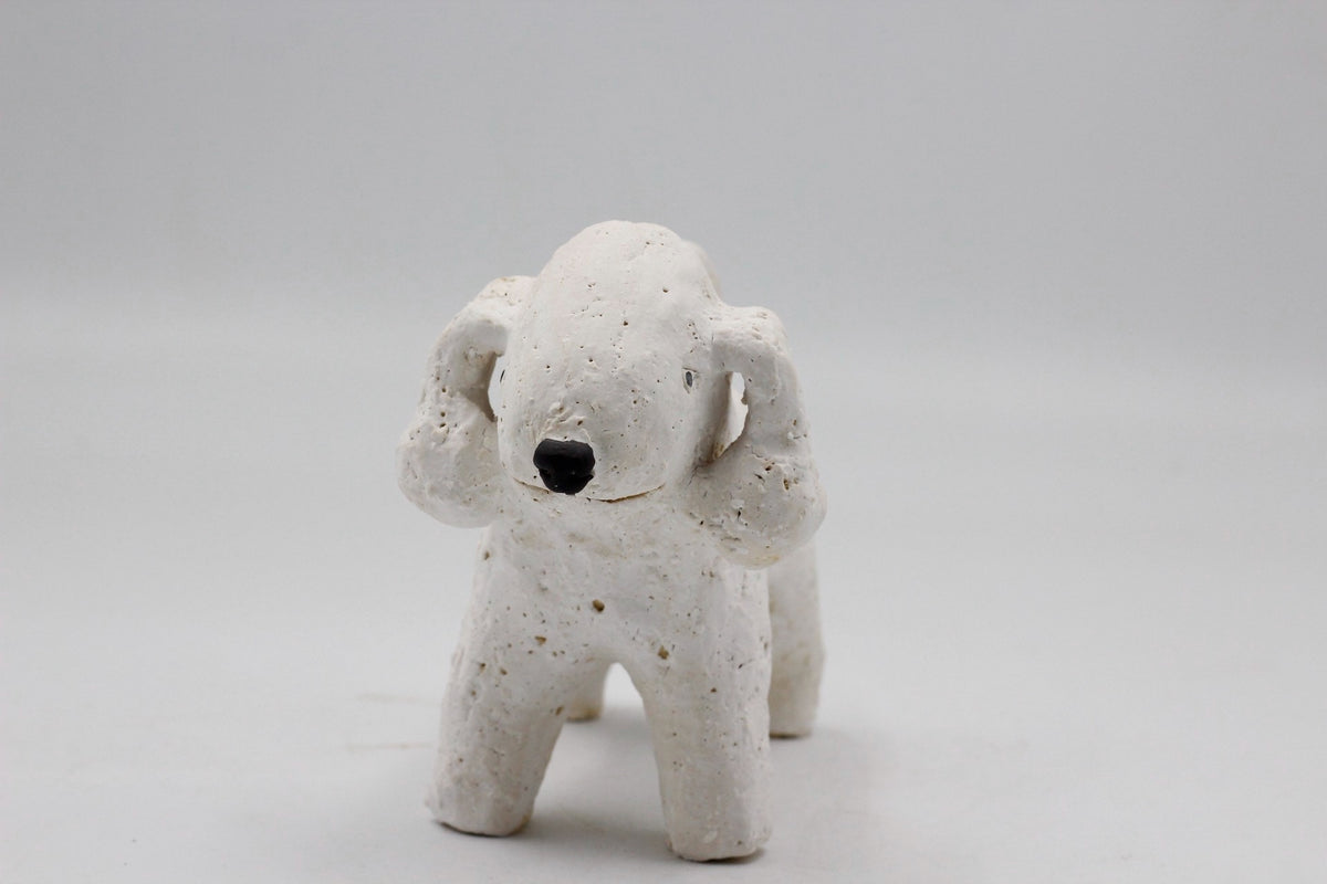 Handmade Clay Bedlington Terrier Dog Figurine Set