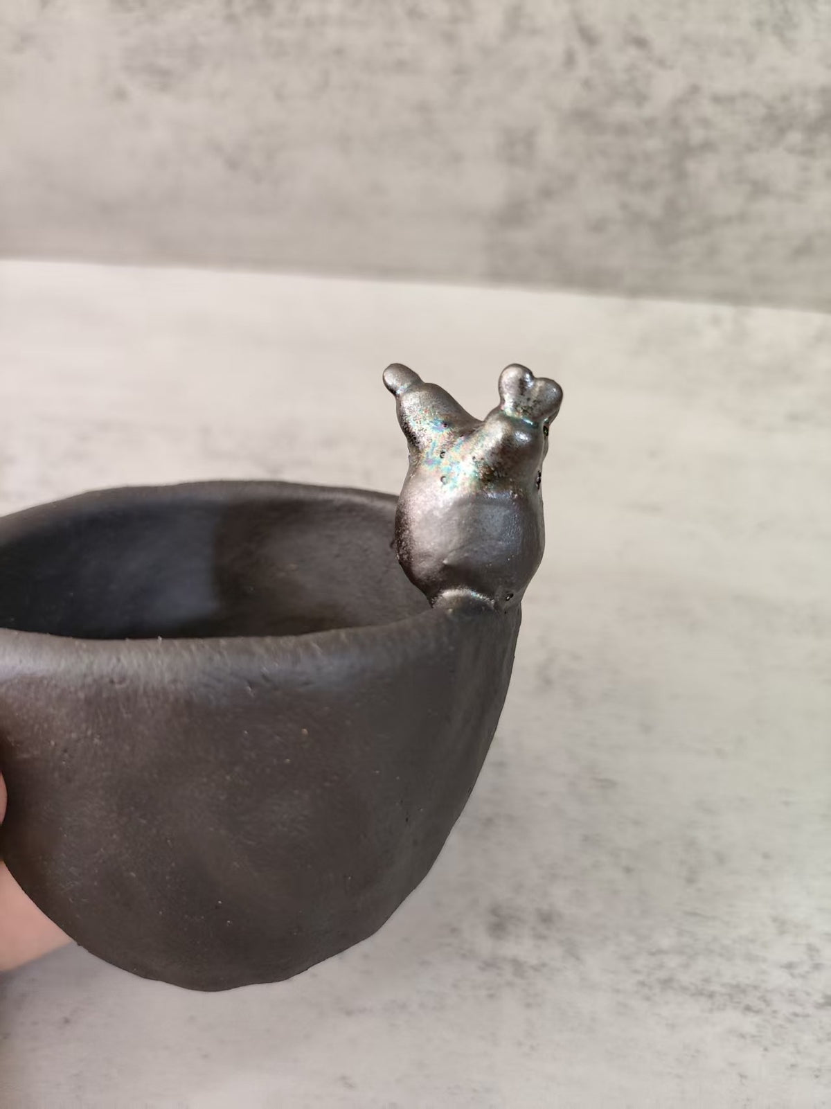 Handmade Clay Caudex Plant Pot with Cat Figure