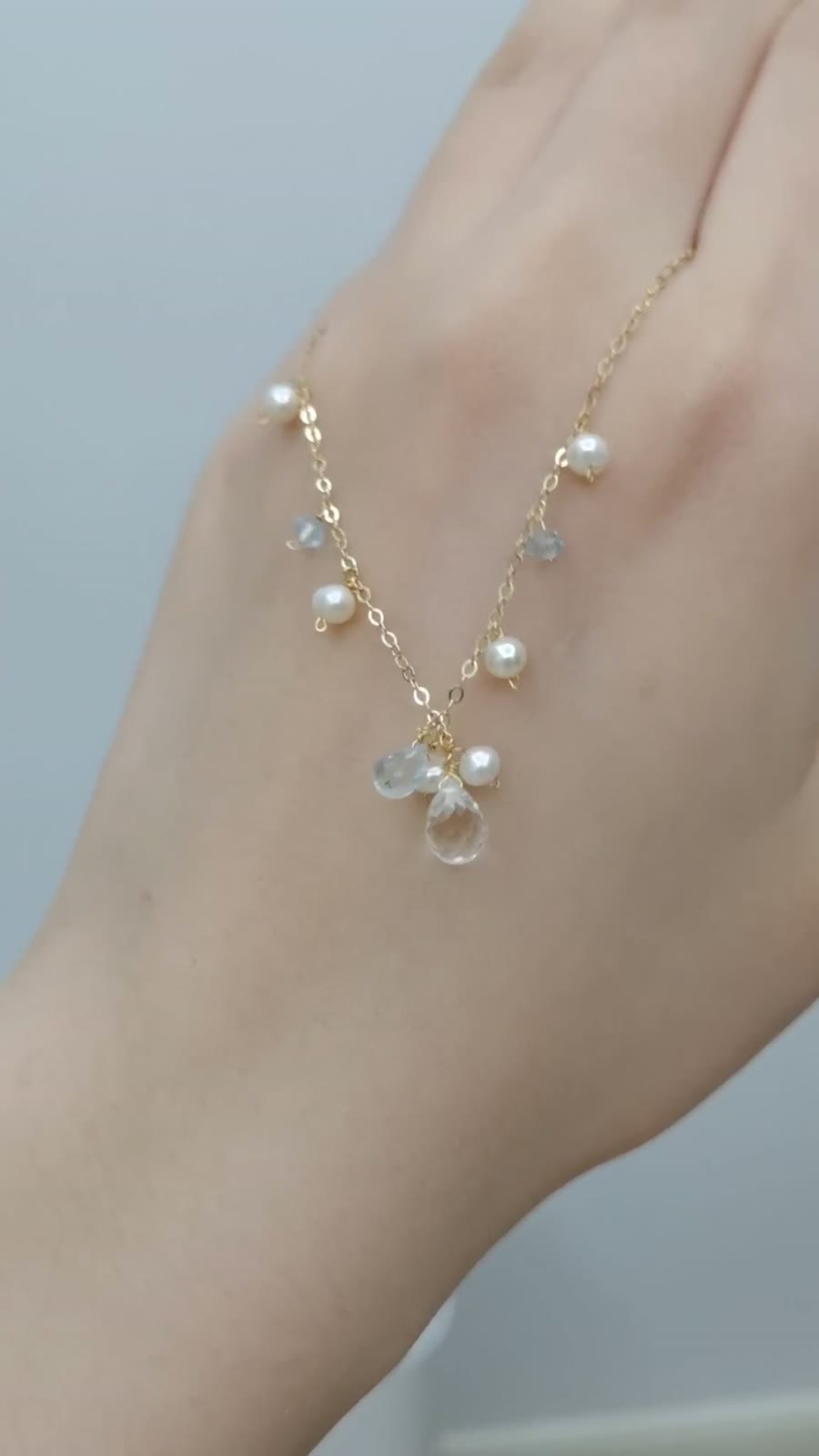 Bracelet ajustable en or rempli avec perle et cristal