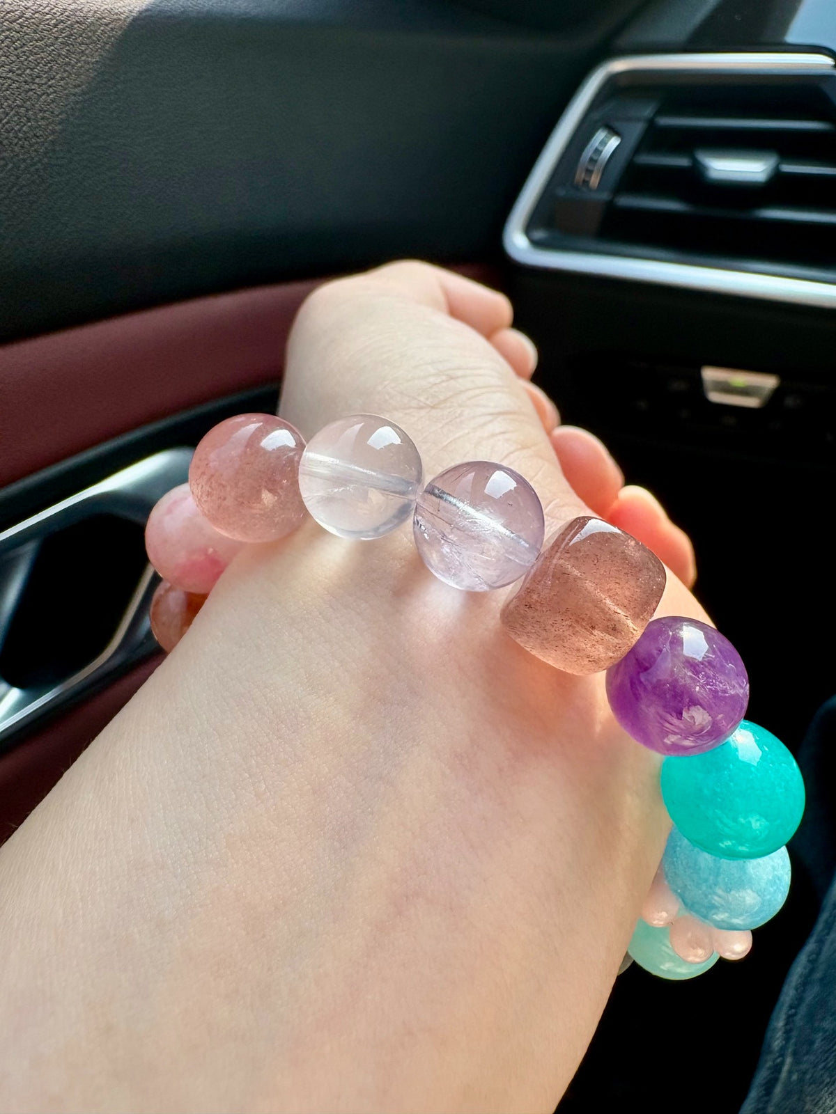 Rainbow Crystal Beaded Bracelet 11-12mm