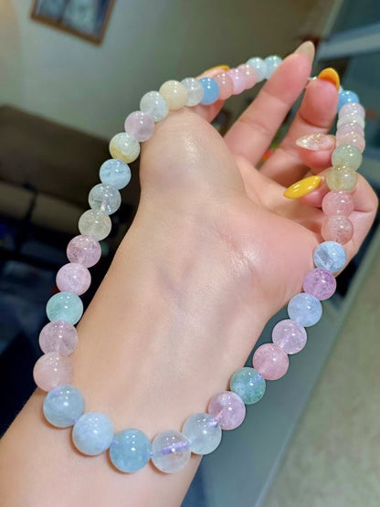 Polished Morganite Bead Necklace, 10-10.2mm, 62.6g, 43cm