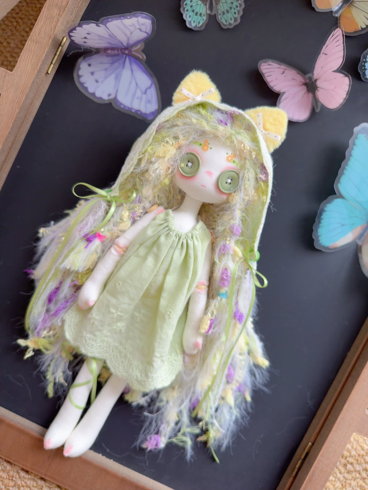 グリーンドレスのハンドメイド30cmアートドール