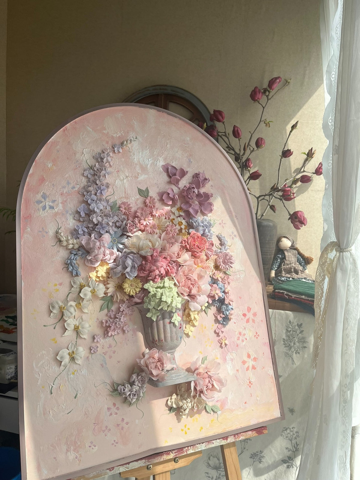 Clay Piping Painting Floral Wall Art