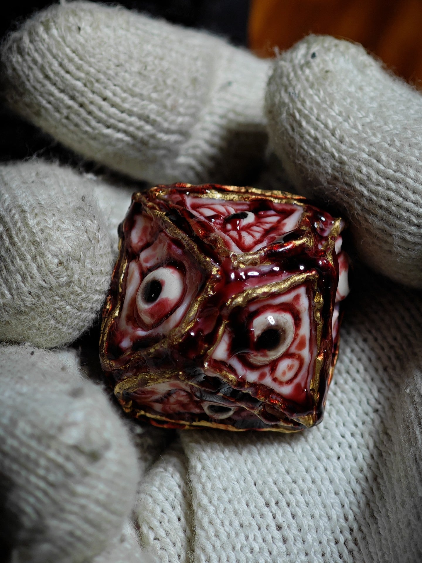 Cthulhu Organic Texture Polyhedral Custom Dice with Eye Motifs