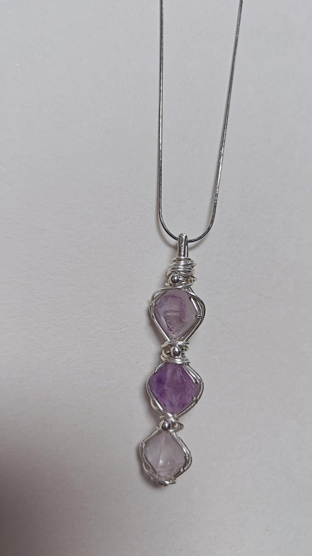 Handmade Wire Wrapped Purple Fluorite Pendant Necklace