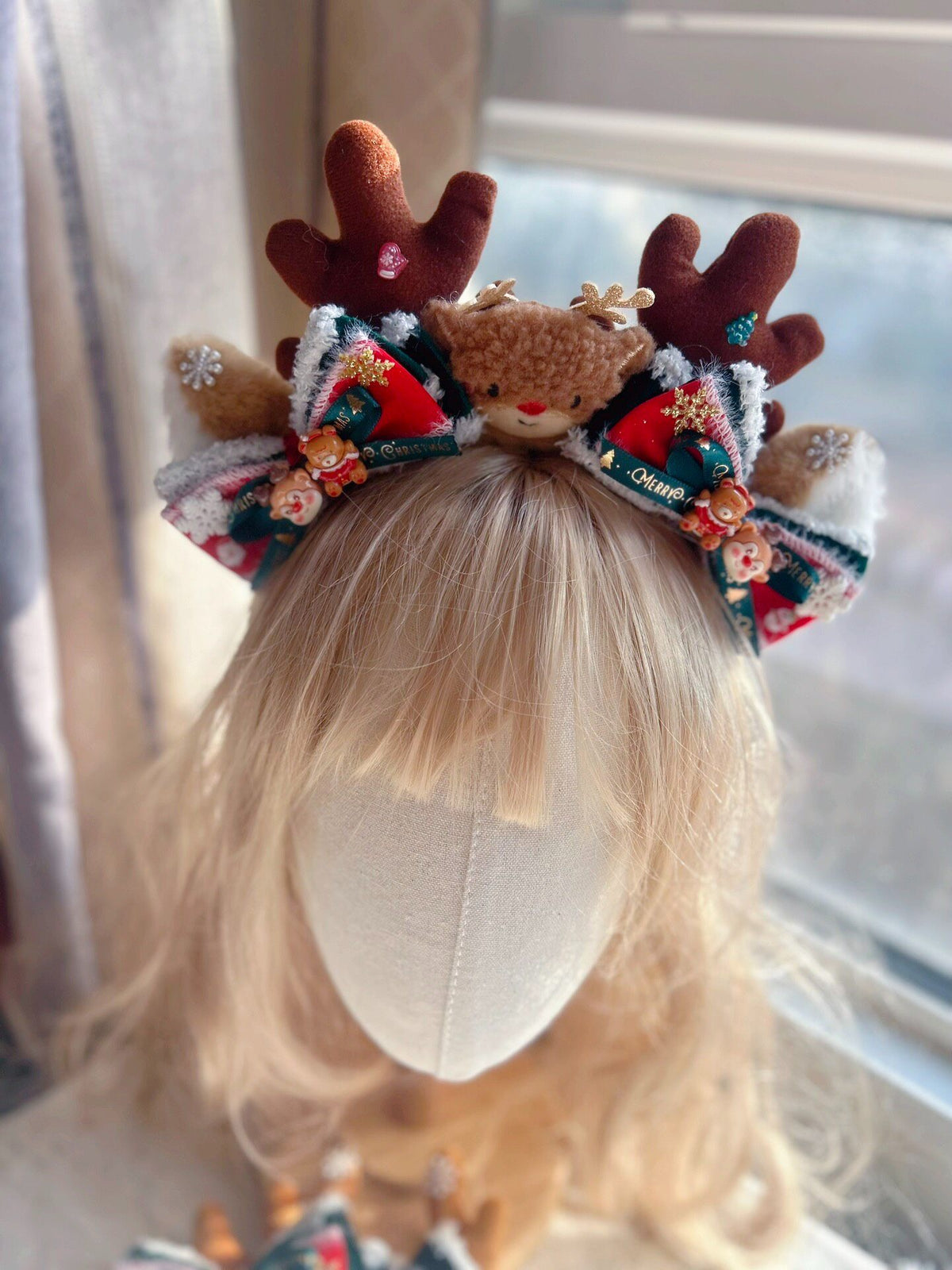 Christmas Reindeer Headband Hair Clip Set