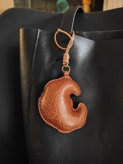Handcrafted Vegetable-Tanned Leather Croissant Keychain
