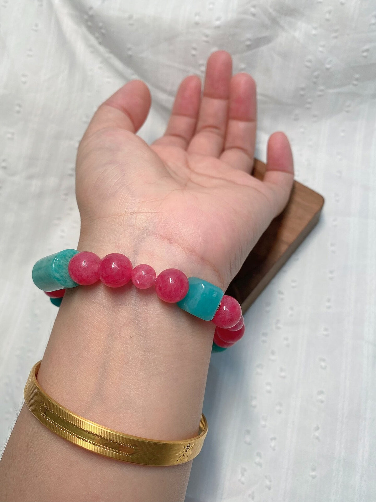 Rhodonite Amazonite Beaded Bracelet