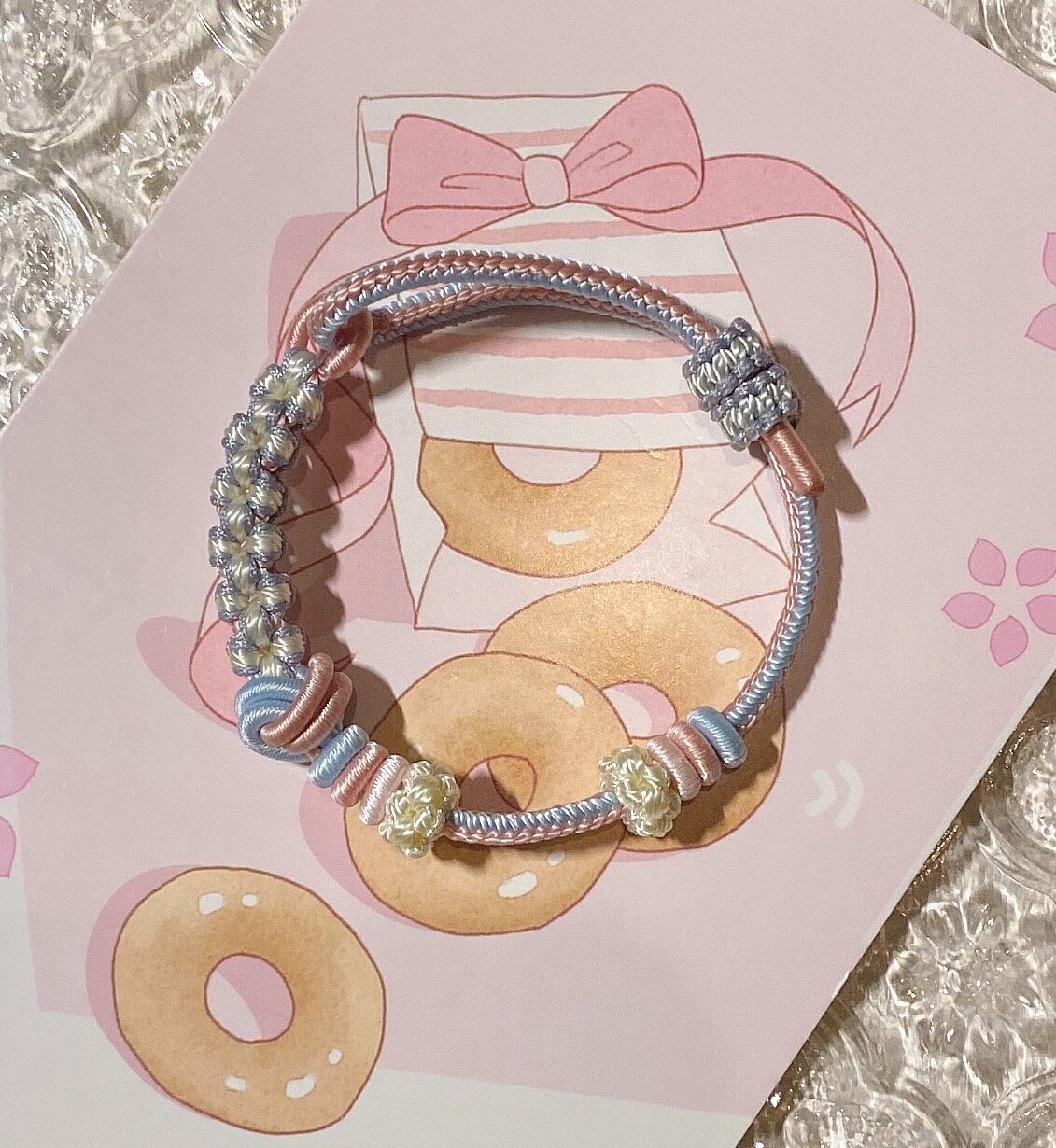 Blue Pink Dimple Knot Braided Bracelet