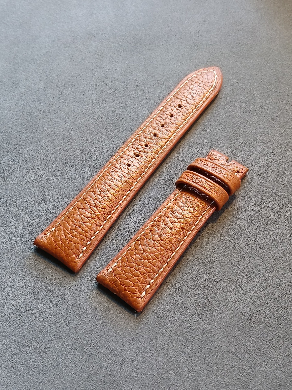 Golden Brown Pebbled Leather Watch Strap