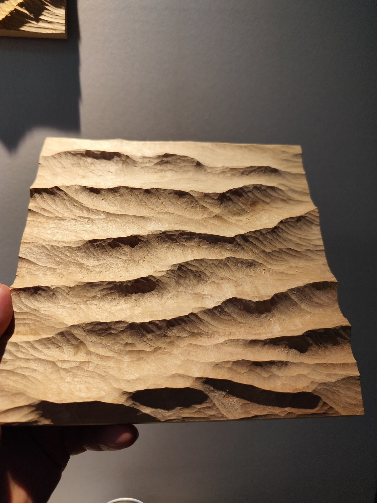 Handcrafted Linden Wood Wave Carving 20cm