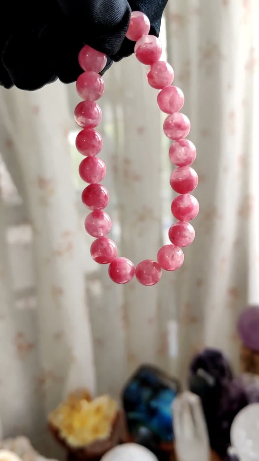 Brazilian Rhodonite Beaded Bracelet 8mm