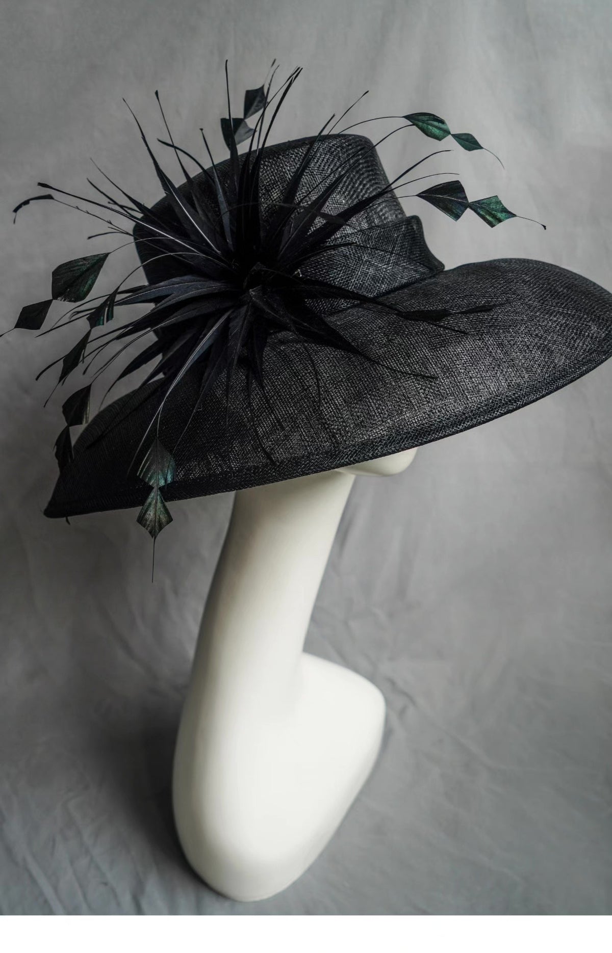Black Linen Wide Brim Sun Hat