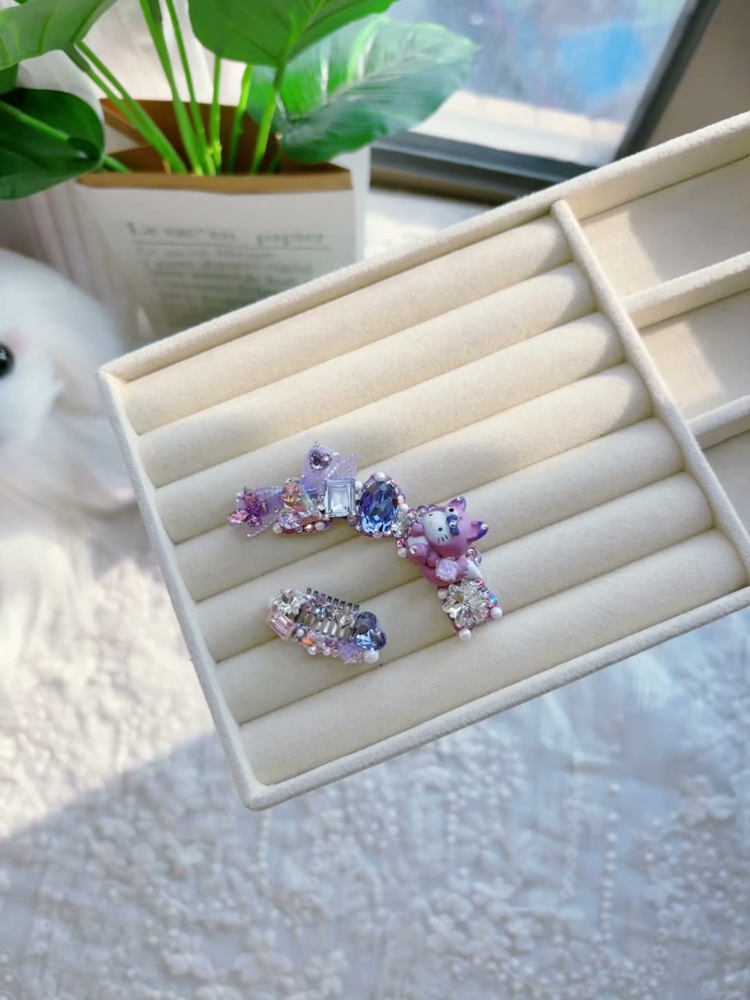 Purple Crystal Frog Pet Hair Clip Set