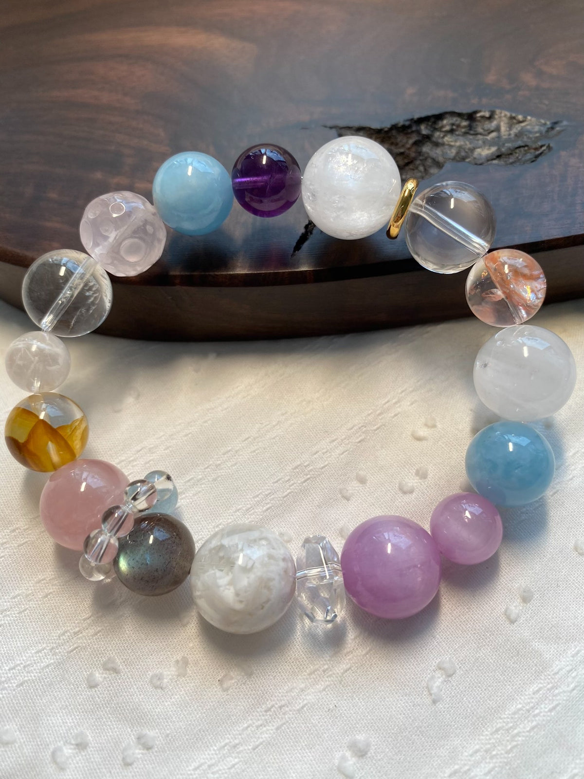 Multi-Gemstone Crystal Bracelet with Kunzite
