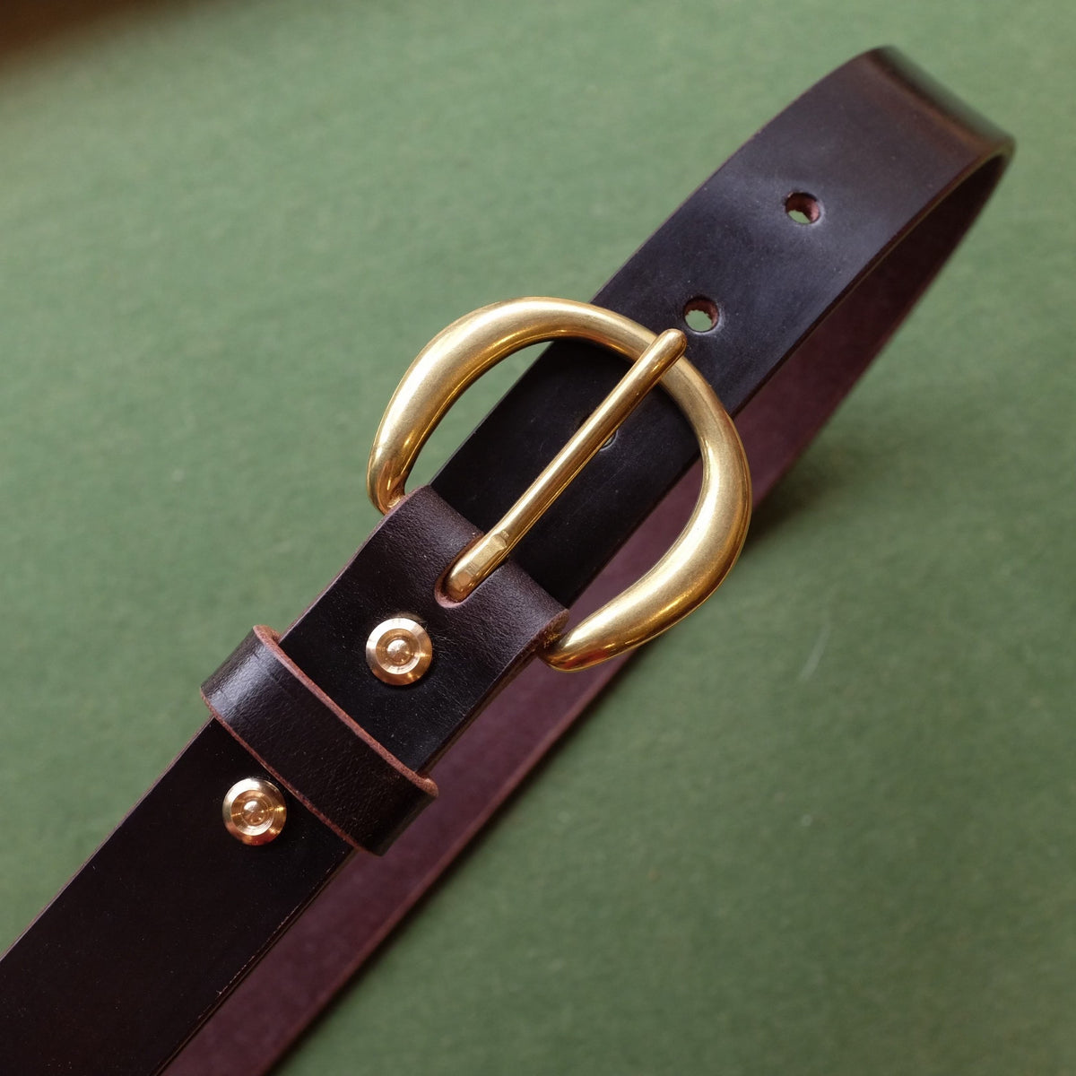 Full Grain Bridle Leather Belt Solid Brass Buckle
