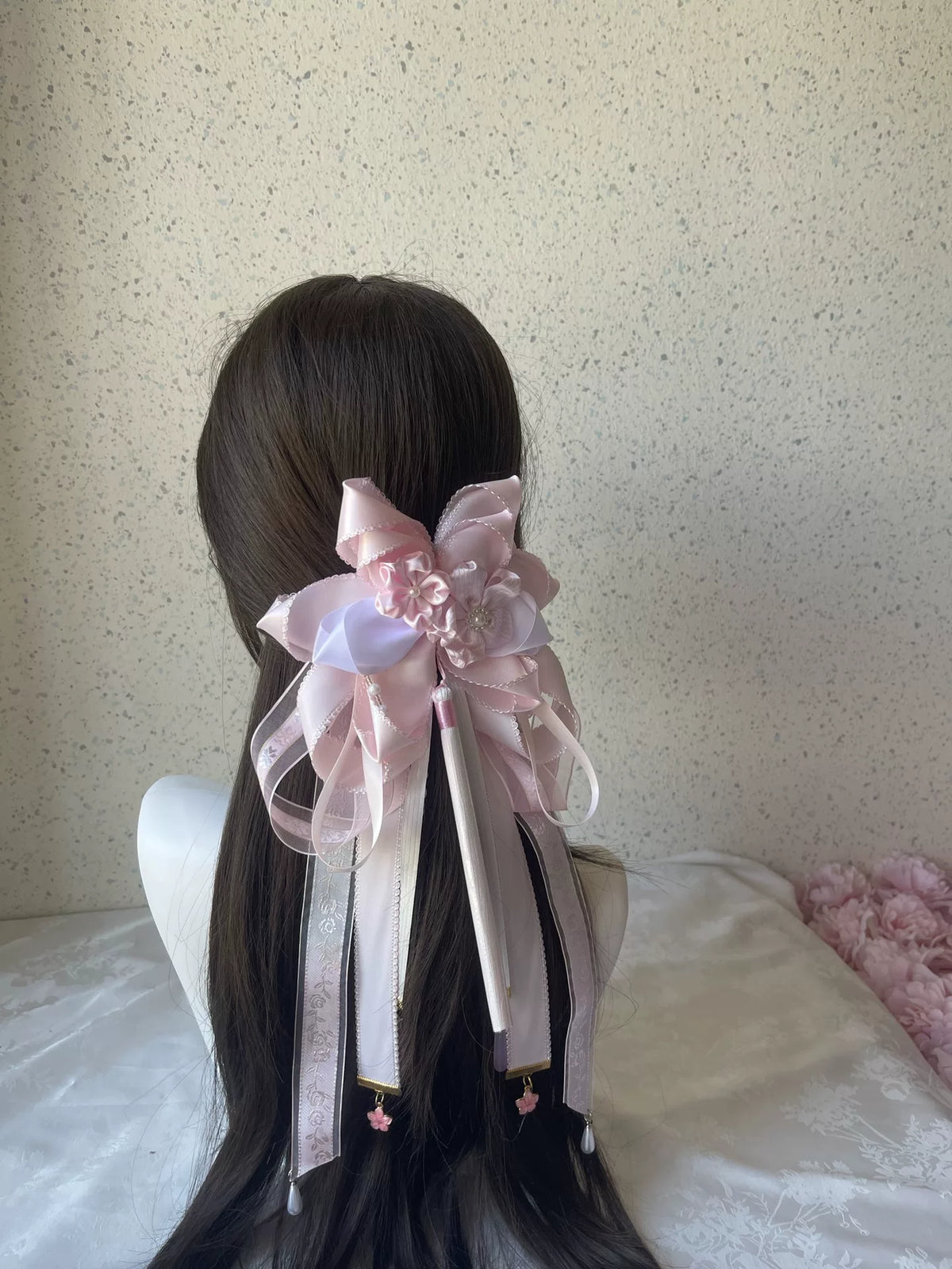 ピンク・ロリータ リボンボウ ヘアクリップ