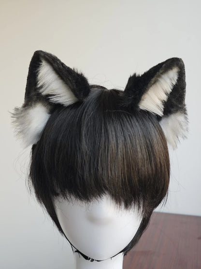 Handmade Black and White Cat Ears Headwear