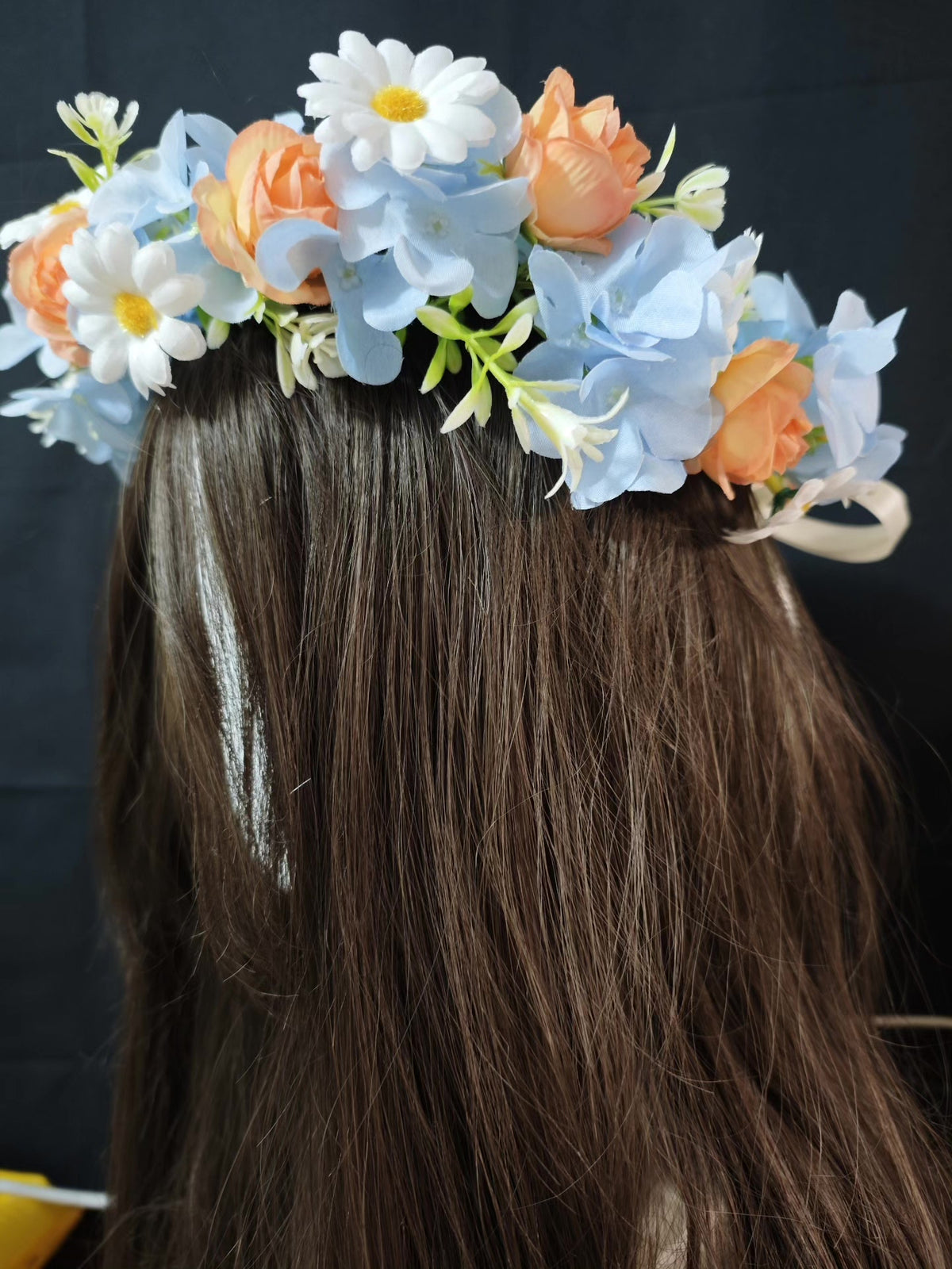 Peach Rose Floral Head Wreath