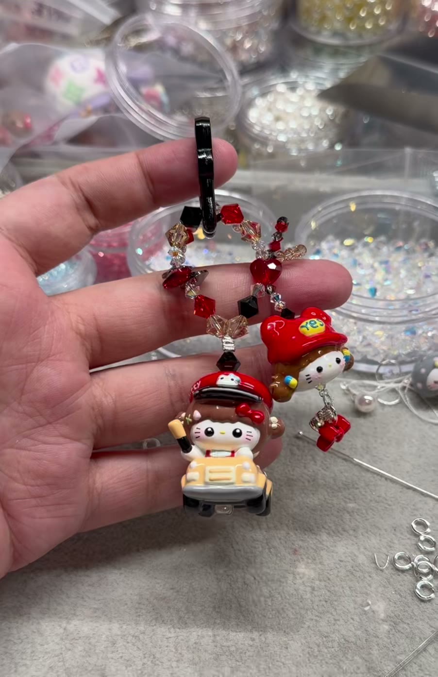ハンドメイド ビーズ キャラクター スマホストラップ チャーム